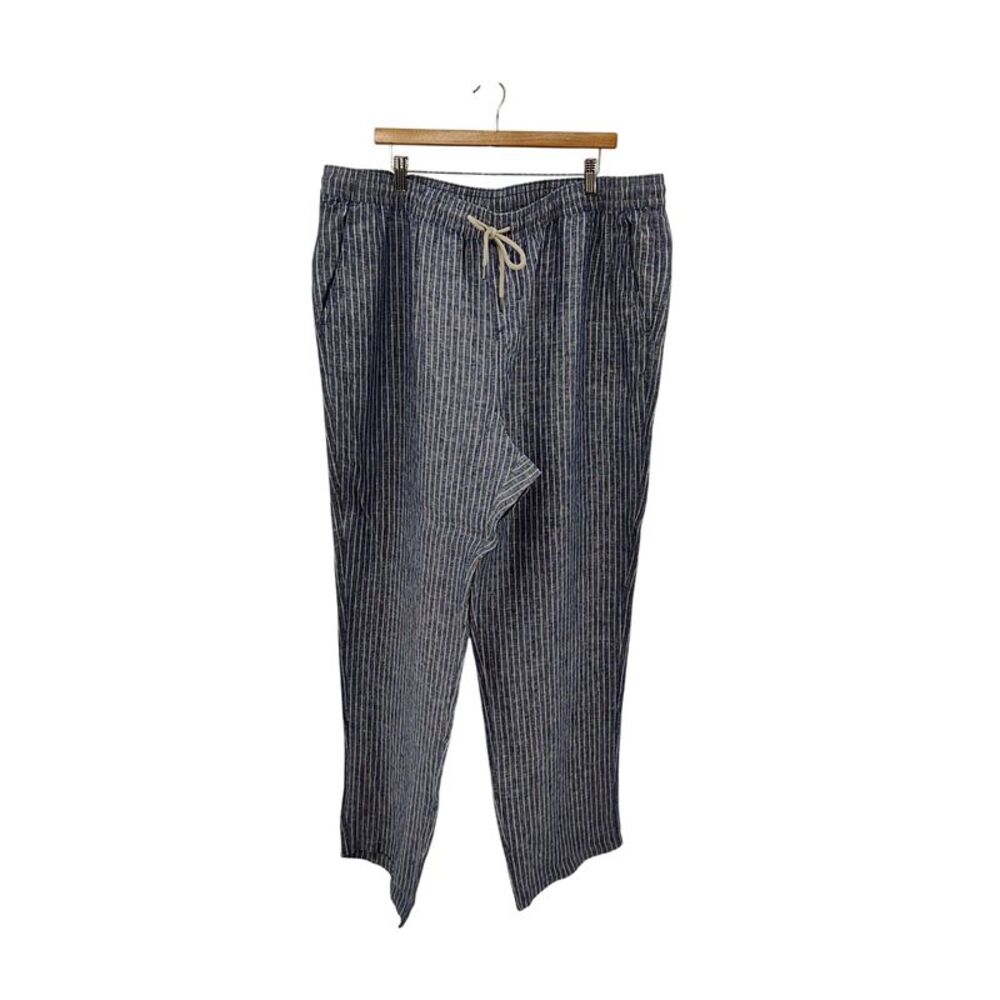 Quince Men 100% European Linen Drawstring Beach Pants Blue Xxxl